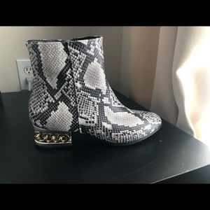 Bamboo Snakeskin Tall Ankle Booties